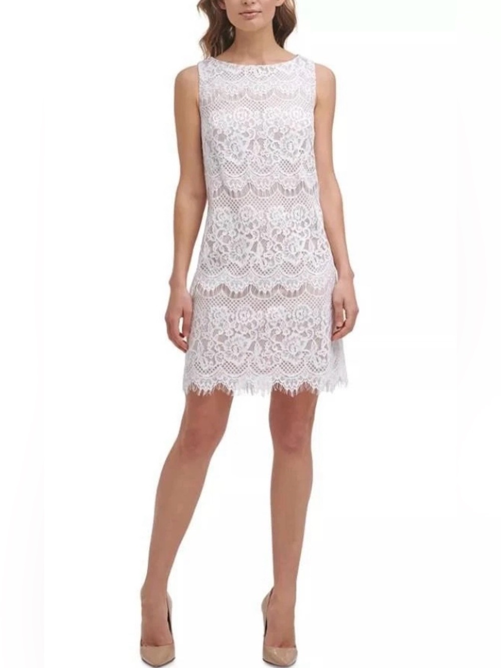 Jessica Howard Cream Lace Sleeveless dress